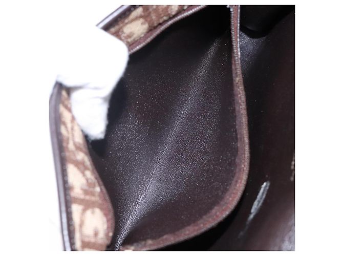 Borsa a spalla in tela Trotter Christian Dior marrone oro Auth yk19433 - vista 12