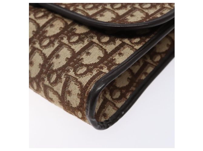 Borsa a spalla in tela Trotter Christian Dior marrone oro Auth yk19433 - vista 14