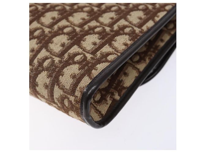 Borsa a spalla in tela Trotter Christian Dior marrone oro Auth yk19433 - vista 16