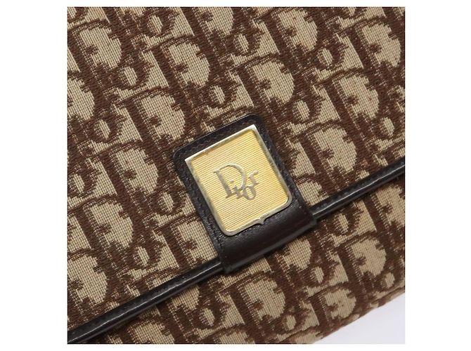Borsa a spalla in tela Trotter Christian Dior marrone oro Auth yk19433 - vista 18