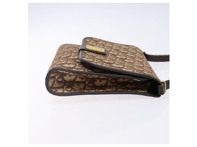 Borsa a spalla in tela Trotter Christian Dior marrone oro Auth yk19433 - vista 3