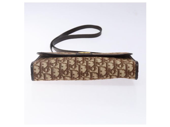 Borsa a spalla in tela Trotter Christian Dior marrone oro Auth yk19433 - vista 5
