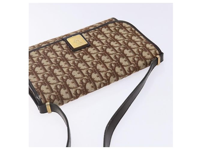 Borsa a spalla in tela Trotter Christian Dior marrone oro Auth yk19433 - vista 6