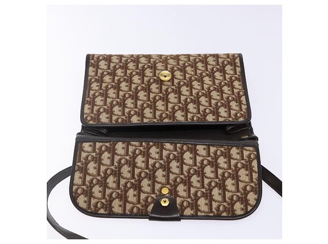 Borsa a spalla in tela Trotter Christian Dior marrone oro Auth yk19433 - vista 9