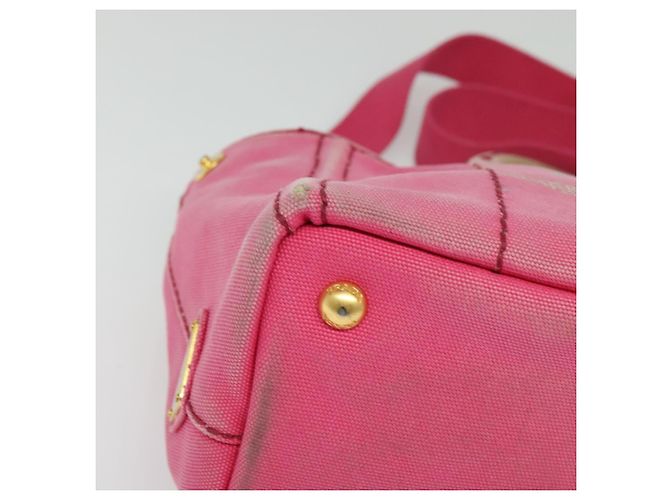 PRADA Borsa Canapa PM in Tela 2way Rosa Oro Auth ep10705 D'oro - vista 15