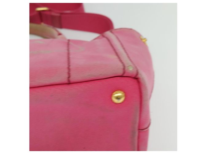 PRADA Borsa Canapa PM in Tela 2way Rosa Oro Auth ep10705 D'oro - vista 16