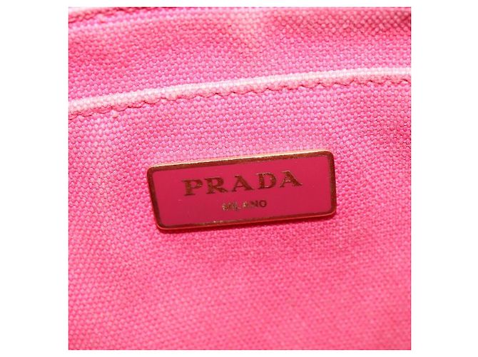 PRADA Borsa Canapa PM in Tela 2way Rosa Oro Auth ep10705 D'oro - vista 19