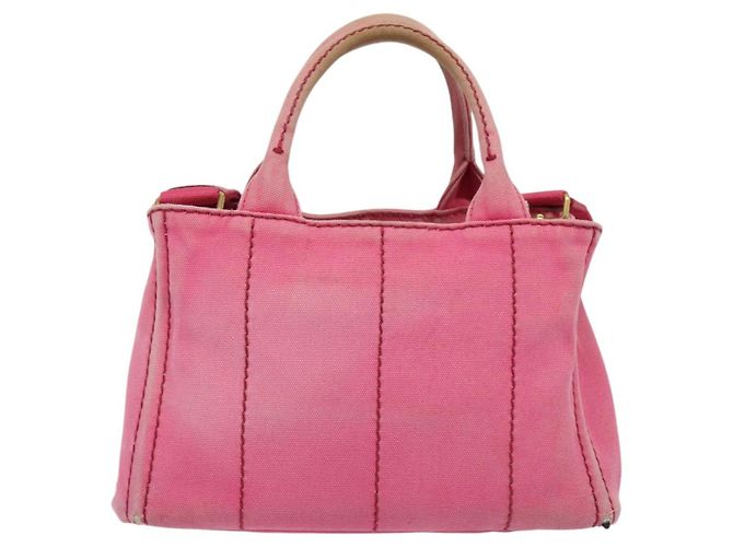 PRADA Borsa Canapa PM in Tela 2way Rosa Oro Auth ep10705 D'oro - vista 2