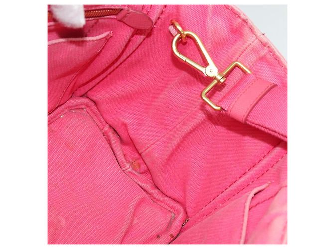 PRADA Borsa Canapa PM in Tela 2way Rosa Oro Auth ep10705 D'oro - vista 20
