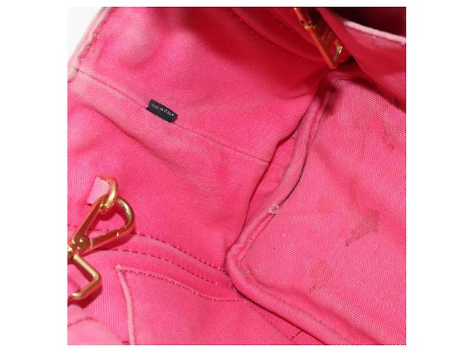PRADA Borsa Canapa PM in Tela 2way Rosa Oro Auth ep10705 D'oro - vista 21