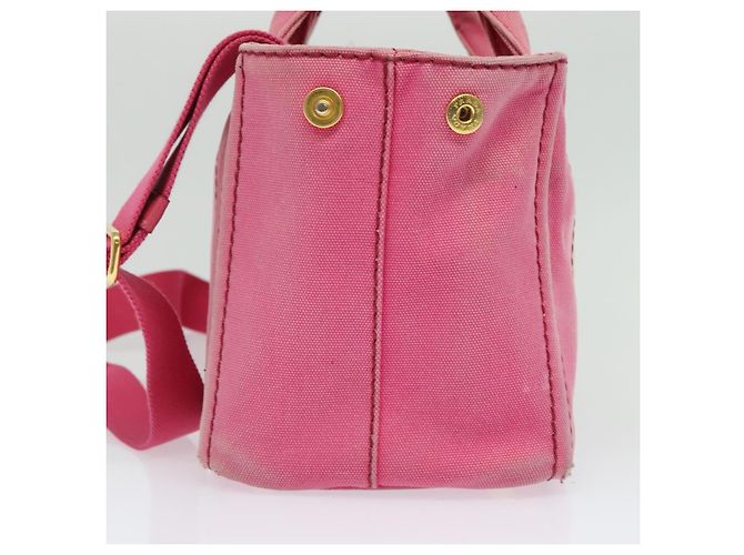 PRADA Borsa Canapa PM in Tela 2way Rosa Oro Auth ep10705 D'oro - vista 3