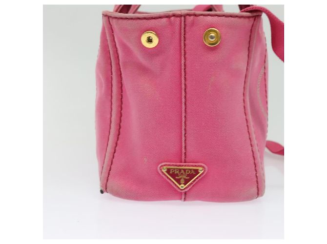 PRADA Borsa Canapa PM in Tela 2way Rosa Oro Auth ep10705 D'oro - vista 4