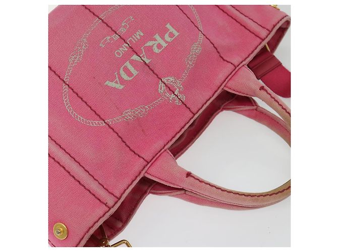 PRADA Borsa Canapa PM in Tela 2way Rosa Oro Auth ep10705 D'oro - vista 6