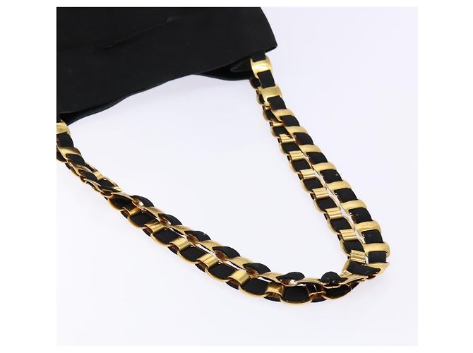 Bolsa de Ombro com Corrente Salvatore Ferragamo em Lona Preta e Dourada Auth gh718 Preto Dourado - vista 7