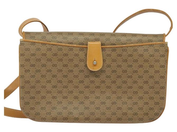 Gucci Borsa a Spalla Micro GG Supreme PVC Beige Oro 004 106 0024 Auth BA5286 D'oro - vista 2