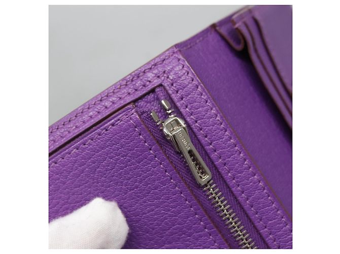 Hermès HERMES Bean Soufflé Geldbörse Lila Auth yk19464V - Ansicht 17