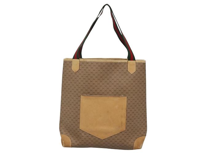 Bolso Sherry Line de PVC Beige Micro GG Supreme Web de GUCCI 002 904 0222 Auth bs29355 Dorado - vista 13