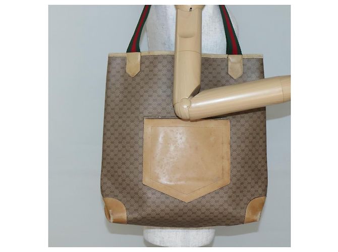 Bolso Sherry Line de PVC Beige Micro GG Supreme Web de GUCCI 002 904 0222 Auth bs29355 Dorado - vista 21