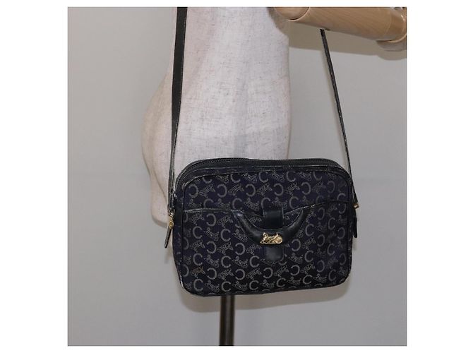 Céline Borsa a Spalla Celine C Sulky in Tela Blu Marina Auth 140236 Blu navy - vista 24