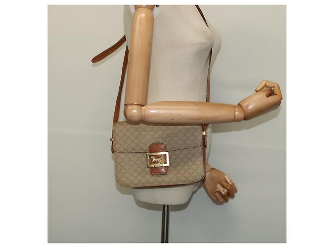 Céline Borsa a Spalla in Tela Macadam CELINE PVC Beige Oro Auth 142119 D'oro - vista 24