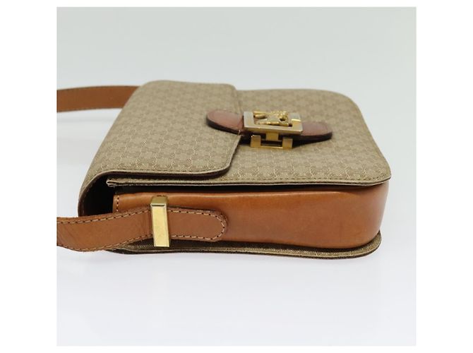 Céline Borsa a Spalla in Tela Macadam CELINE PVC Beige Oro Auth 142119 D'oro - vista 3