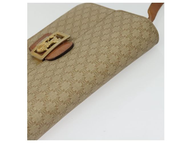 Céline Borsa a Spalla in Tela Macadam CELINE PVC Beige Oro Auth 142119 D'oro - vista 6