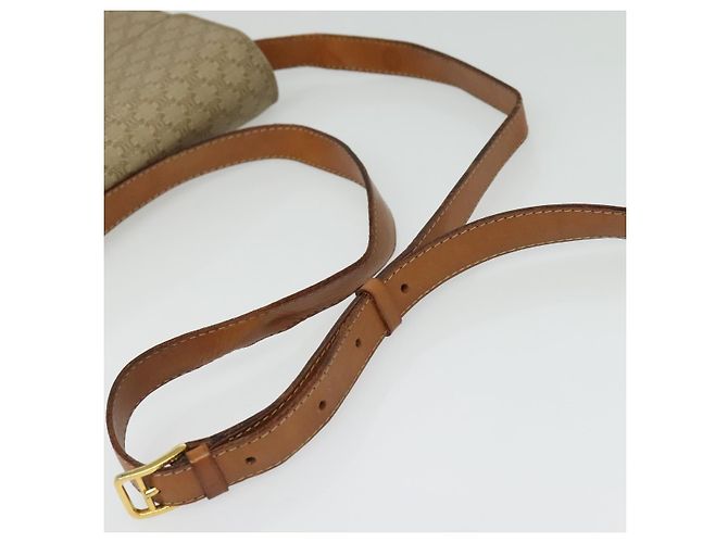 Céline Borsa a Spalla in Tela Macadam CELINE PVC Beige Oro Auth 142119 D'oro - vista 7
