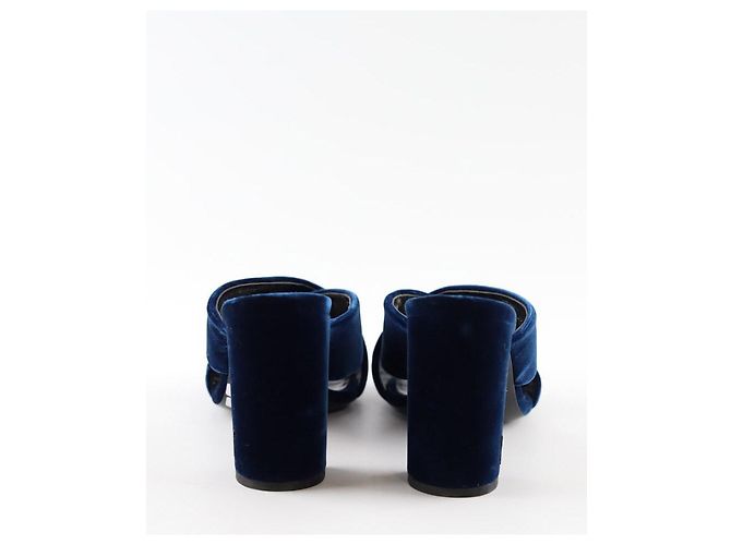 Saint Laurent Mule in velluto blu - vista 2