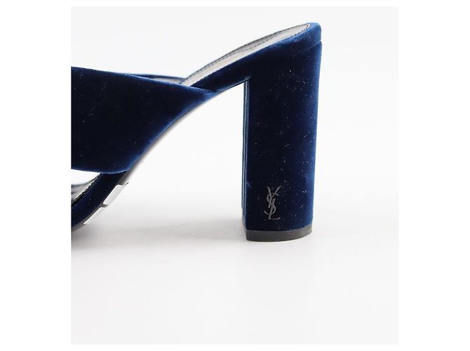 Saint Laurent Mule in velluto blu - vista 4