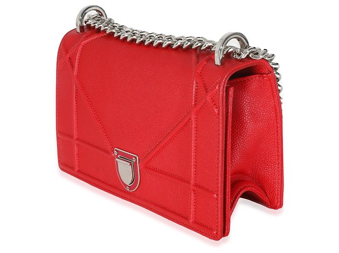 Piccola borsa Diorama in pelle di vitello grana rossa Christian Dior - vista 3