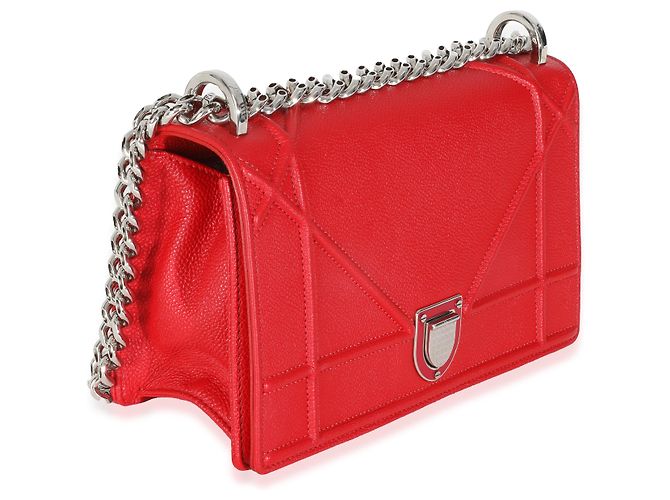 Piccola borsa Diorama in pelle di vitello grana rossa Christian Dior - vista 4