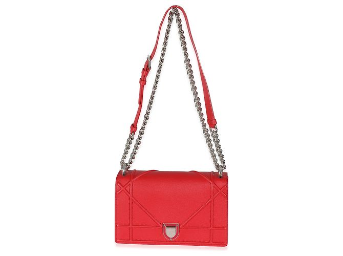 Piccola borsa Diorama in pelle di vitello grana rossa Christian Dior - vista 5