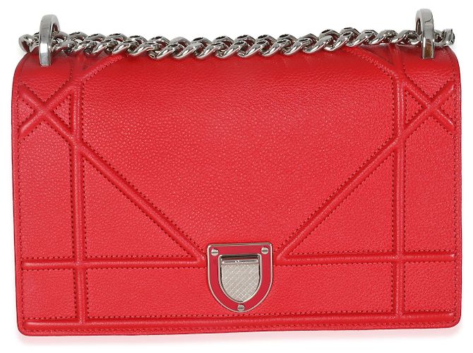 Piccola borsa Diorama in pelle di vitello grana rossa Christian Dior - vista 8