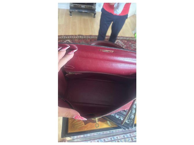 Borsa a mano Hermès Kelly 32 in pelle rosso scuro Bordò - vista 10