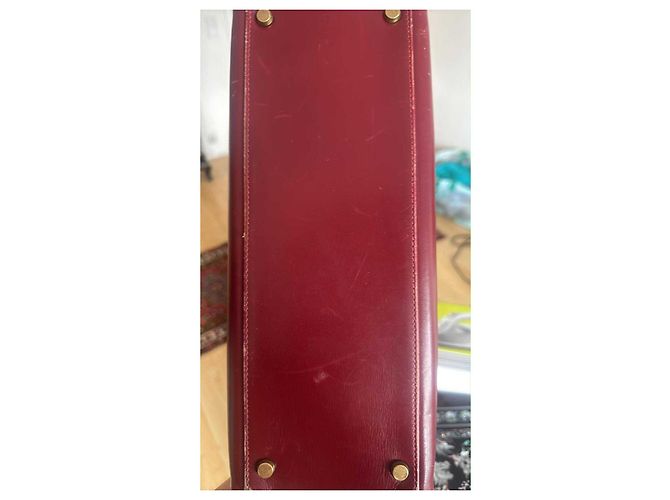Borsa a mano Hermès Kelly 32 in pelle rosso scuro Bordò - vista 11
