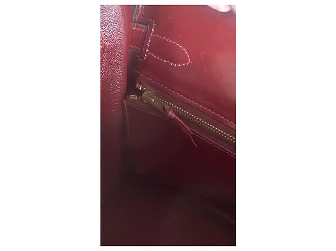 Borsa a mano Hermès Kelly 32 in pelle rosso scuro Bordò - vista 13