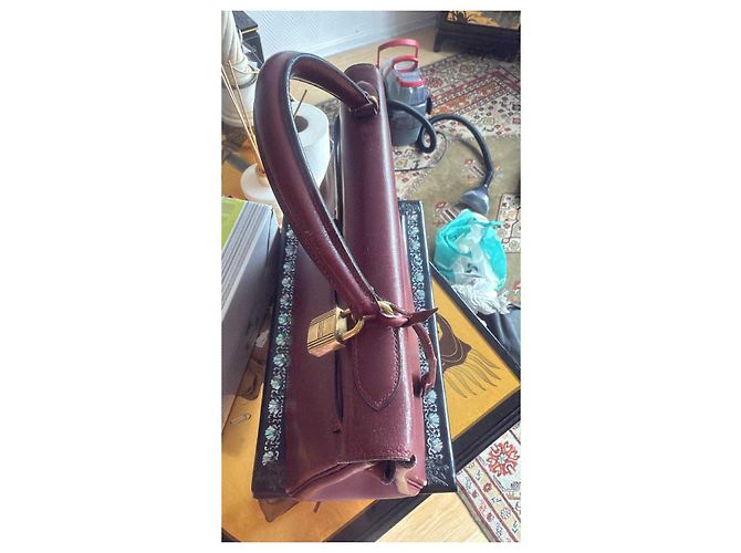 Borsa a mano Hermès Kelly 32 in pelle rosso scuro Bordò - vista 15