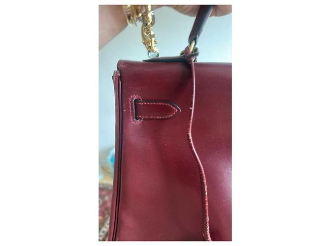 Borsa a mano Hermès Kelly 32 in pelle rosso scuro Bordò - vista 17