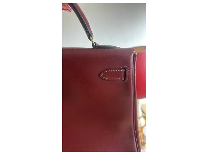 Borsa a mano Hermès Kelly 32 in pelle rosso scuro Bordò - vista 19