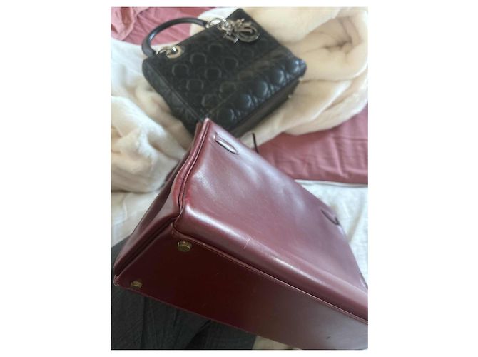 Borsa a mano Hermès Kelly 32 in pelle rosso scuro Bordò - vista 20