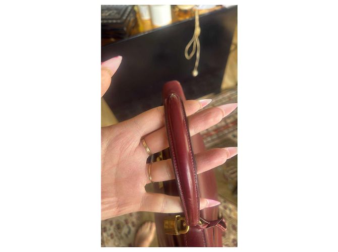Borsa a mano Hermès Kelly 32 in pelle rosso scuro Bordò - vista 6