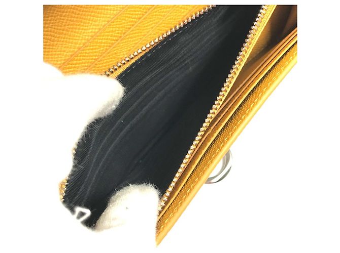 Bulgari Billetera bi-fold de cuero gris y amarillo Bvlgari Castaño - vista 16