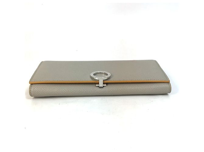 Bulgari Billetera bi-fold de cuero gris y amarillo Bvlgari Castaño - vista 3