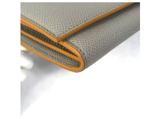 Bulgari Billetera bi-fold de cuero gris y amarillo Bvlgari Castaño - vista 7