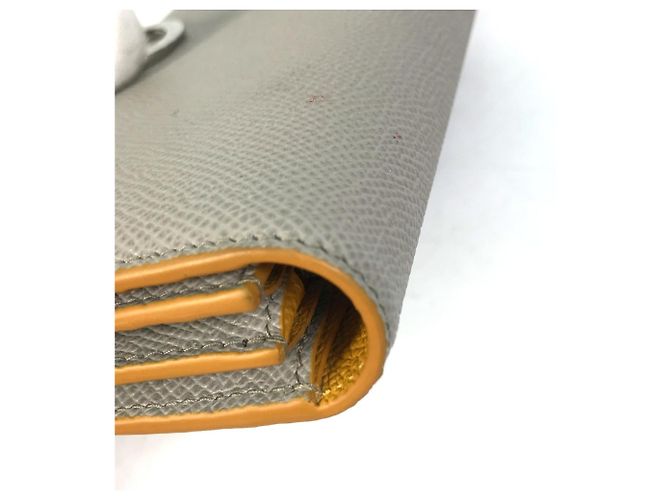 Bulgari Billetera bi-fold de cuero gris y amarillo Bvlgari Castaño - vista 9