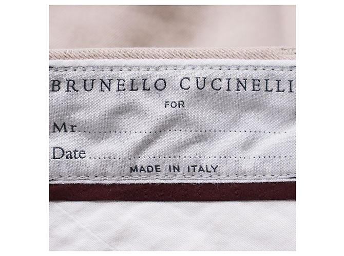 Brunello Cucinelli Slim Fit Hose aus beigem Baumwollstoff - Ansicht 3