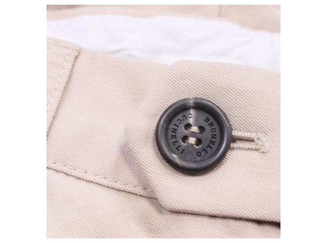 Brunello Cucinelli Slim Fit Hose aus beigem Baumwollstoff - Ansicht 5