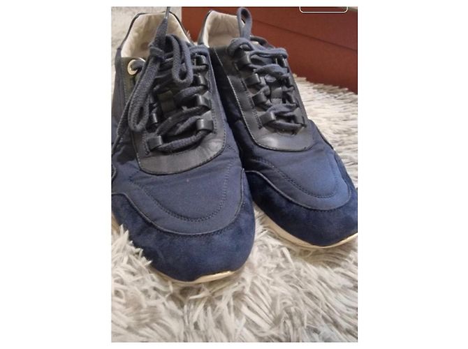 Sneakers Loro Piana in cashmere blu scuro - vista 3