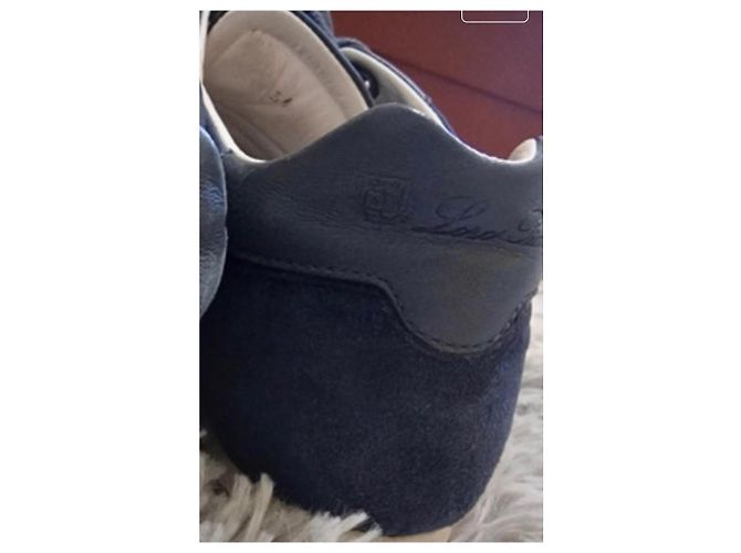 Sneakers Loro Piana in cashmere blu scuro - vista 5