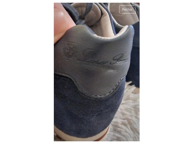 Sneakers Loro Piana in cashmere blu scuro - vista 8